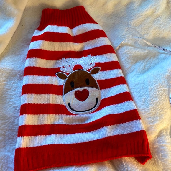 Dog X-Large reindeer red and white striped sweater